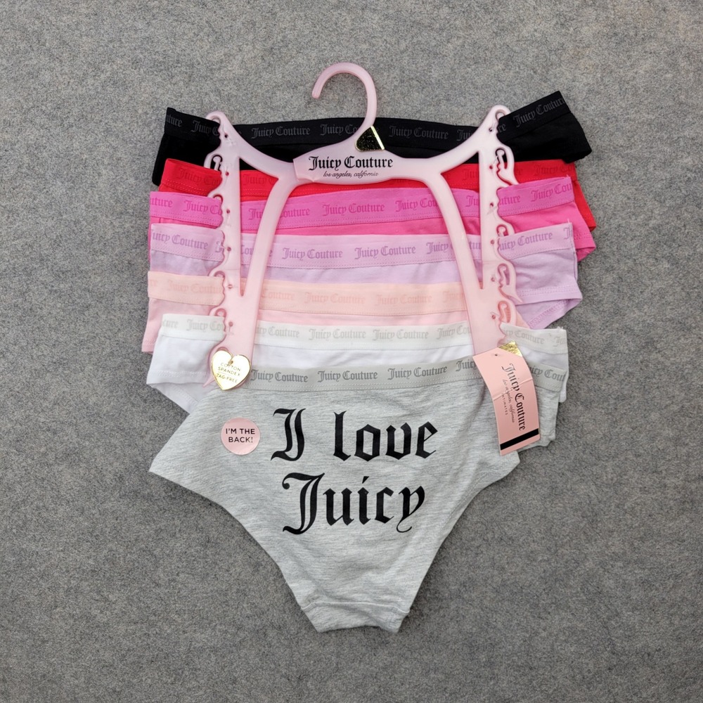 Juicy Couture Medium 7‎ Pack Cotton Spandex Bikini Panties Multicolor JC8121